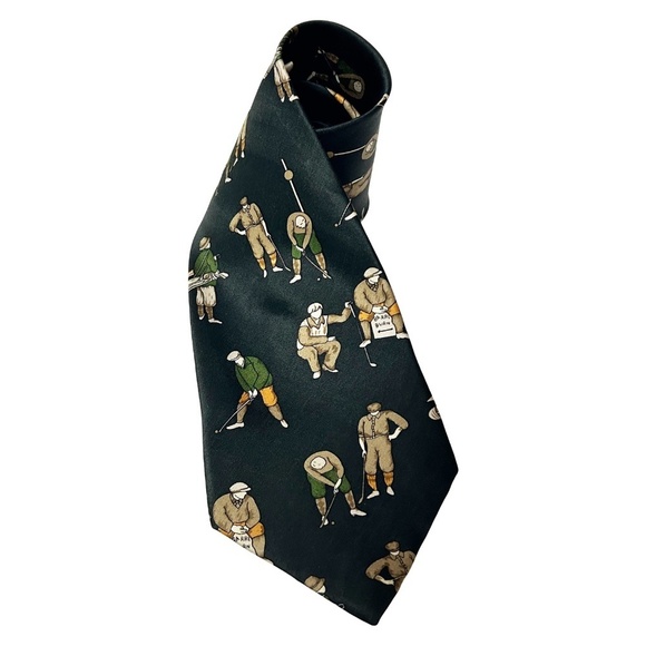 Giorgio Armani Necktie Tie 100% Silk Hand Made Vintage Old Time Golfing Motif - Picture 8 of 11